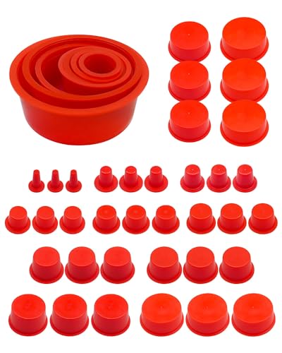 48 Pcs Automotive Cap Plugs Kit 0.11" to 2.39" Fit for AutoLine Pro, Autool, MR CARTOOL, OTC, Plastic Tapered Wide Thick Flange Hose Caps