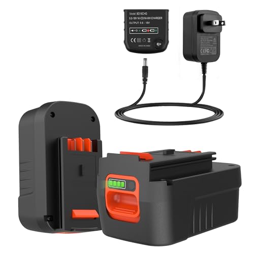 Bakipante 2Pack 6.5Ah 18V Lithium Battery HPB18 Replacement for Black and Decker 18Volt Firestorm HPB18-OPE 244760-00 A1718 FS18FL FSB18 Battery with Charger 90556254-01