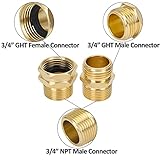 STYDDI 3/4” GHT X 3/4” NPT Male Connector, Brass Garden Hose Convert Adapter Fitting, Garden Hose Thread to 3/4" Male Pipe Thread, with Extra 6 Washers