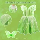 MDYCW Princess Tinker Bell Costume for Toddler Girls, Birthday Party Fairy Dress Up, Special Occasion Dress with Wings, Green