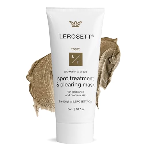 LEROSETT Facial Clay Mask for Acne, Oily Skin, Visibly Tightens Pores. Overnight Spot Treatment for Pimples, Blemishes, Cysts, Blackheads. 100% Natural, Spa-Grade, Made in Sweden Since 1987
