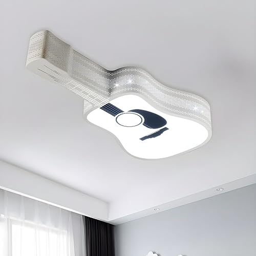 RUNNUP Modern LED Acrylic Flush Mount Lamp Guitar Ceiling Lighting White Light for Kids Bedroom Living Room Dining Room