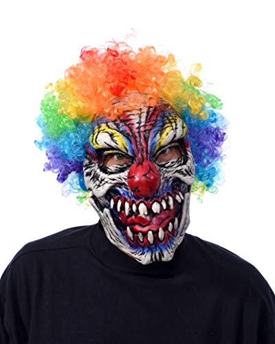 Zagone Funny Bones Mask, Clown Skull with rainbow wig