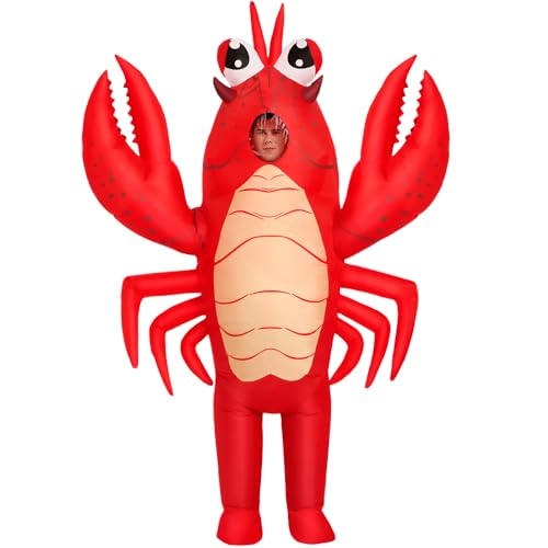 KOOY Inflatable Lobster Costume Adult, Inflatable Costume For Adult, Crawfish Inflatable Costume Women/Men for Funny Party, Blow Up Costumes, Lobster Dress, Lobster Onesie For Mardi Gras/Halloween