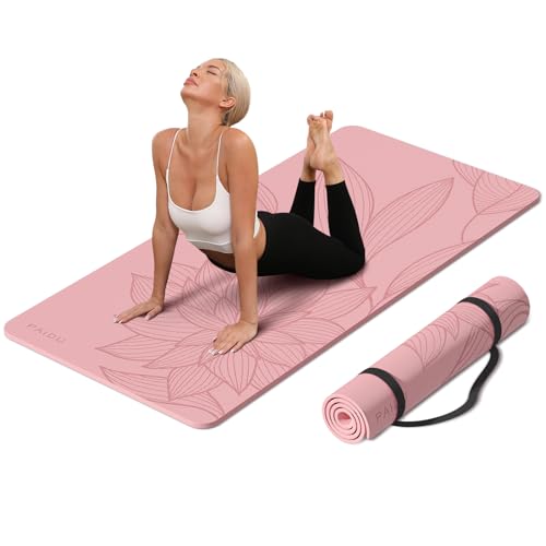 PAIDU Large Yoga Mat-72’x36’x0.4’ Extra Width ＆ Thick,Comfortable,Non-Slip Exercise Mat-Works Great on All Floor for Stretching,Yoga Studio,Gym or Home Workouts (Pink)