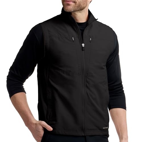 SCOTTeVEST LightEST Vest for Men - 16 Hidden Pockets - Lightweight Water Repellent for Travel & More (Black, Large)