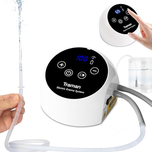 TRAMAN-Enema-Kit, Detox-Enemas for Colon-Cleanse for Women Men, Coffee Enema Coffee-Organic Cleanse Kit, Electric Water Flow Speed Control with LCD Display, Pressure Spray, External Water Supply