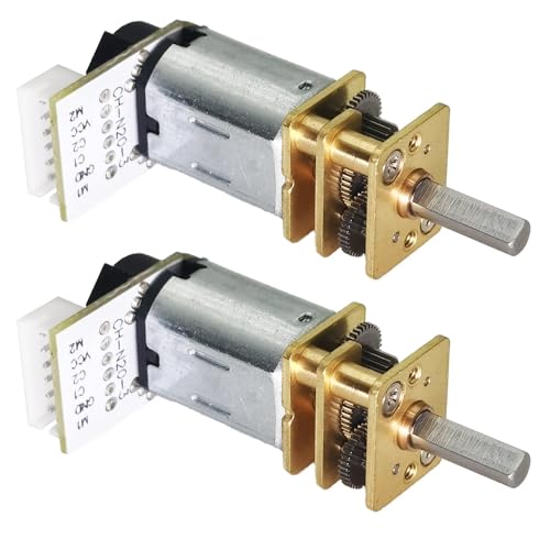2Pcs DC 12V 300RPM N20 Encoder Motor with Gearbox 3-12V 7.5-3000RPM High Torque Motor for Robotics (12-300)