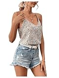 SOLY HUX Women's Ditsy Floral Print Cami Top V Neck Lace Trim Tie Backless Summer Tops Multicoloured Floral Small