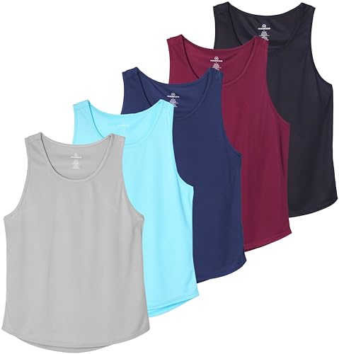 Men's Mesh Tank Top Quick Dry Dri Fit Sleeveless Active Muscle Shirts Tee Tops Basketball Beach Gym Shirt Men Workout Running Fitness Athletic Bodybuilding Undershirt - Pack of 5, Set 4, L
