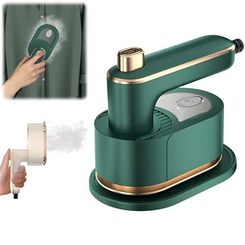 Portable Handheld Garment Mini Electric Iron, 2025 Upgraded Travel Steamer for Clothes, 3 in 1 Mini Portable Rotary Garment Iron for Clothes, 10S Fast Heating Powerful Wrinkle Remover (Green)
