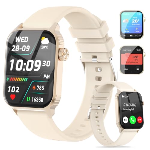 TRAUSI Smart Watches for Women Men, 1.83" HD Smartwatch with 120 Sports Modes, Heart Rate/Sleep Monitor, IP67 Waterproof, Bluetooth Call & Music Control for iPhone/Android (Rose Gold)