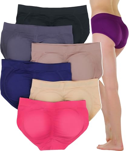 ToBeInStyle Women’s Pack of 6 Enhancing Butt Boosting Padded Panty Briefs - Wild Berry Cream Assortment - One Size