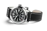 Hamilton Watch Khaki Field Auto | Swiss Made | 38mm Stainless Steel Case | Black Dial Analog Watch | Leather Strap (Model: H70455733)