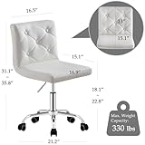 VECELO PU Leather Mid-Back Armless Desk Chair Adjustable Height 360° Rolling Swivel for Home Office Work