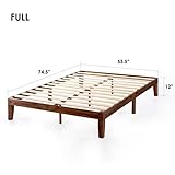 Mellow Naturalista Classic 12-Inch Solid Wood Platform Bed | Wooden Slats, No Box Spring Needed, Easy Assembly | Full, Espresso