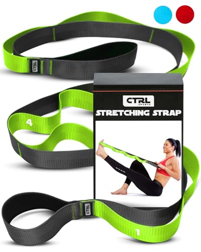 Stretching Strap with Loops - Non Elastic Stretch Band for Physical Therapy, Yoga Strap for Stretching Equipment, Stretch Bands for Exercise and Flexibility - Fascia, Hamstring & Leg Stretcher Belt