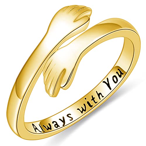 Dorunmo Hug Ring 925 Sterling Silver Hugging Hand Jewelry Couple Hugs Ring Adjustable Best Friend Rings Friendship Valentine's Day Gifts for Women 2
