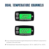 Runleader Digital LCD Engine Temp Gauge,Dual Temperature Record,Backlight Display,User Shutdown,Battery & External Power Supply for Generator Motorcycle Dirtbike ATV Outboard Motor Marine Snowmobile