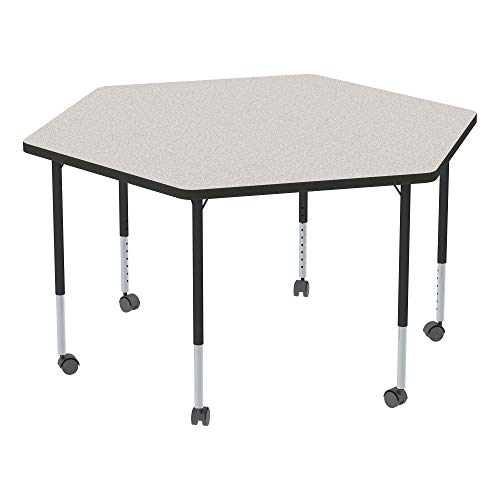 Learniture Structure Series Mobile Hex Collaborative Adjustable Height Table
