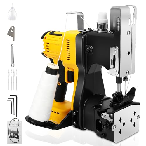 Cordless Bag Sewing Machine for Dewalt 20V Battery (No Battery), Brushless Industrial Bag Closing Machine Bag Closer, Automatic Thread Cutting Machine for Feed Sacks Jute Seed Vinyl Rice Bags