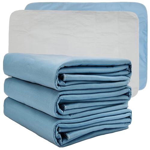 XL Washable Reusable Underpads 36"x54" Waterproof Absorbent Incontinence Bed Pad [3 Pack] Large Underpad with Heavy 4-Layer Protection for Beds Sofa and Mattress - Pads for Adults Seniors Kids & Pets