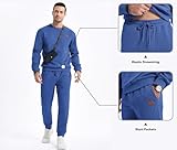 JMIERR Knit Jacquard Sweatsuits for Men Set 2 Piece Outfits Long Sleeve Pullover Sweatshirt & Running Joggers Sweatpants, Fall Tracksuit Matching Lounge Sets, L, Dark Blue