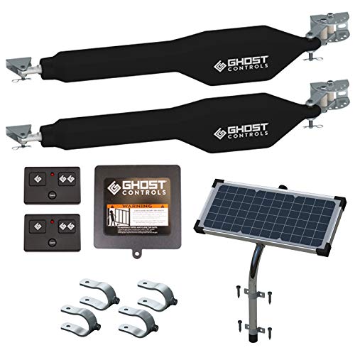 Ghost Controls Heavy-Duty Solar Automatic Gate Opener Kit for Driveway Swing Gates with Long-Range Solar Gate Opener Remote - Model TDS2XP