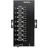 StarTech.com 8 Port Serial Hub USB to RS232/RS485/RS422 Adapter - Industrial USB 2.0 to DB9 Serial Converter Hub - IP30 Rated - Din Rail Mountable Metal Serial Hub - 15kV ESD Protection, TAA