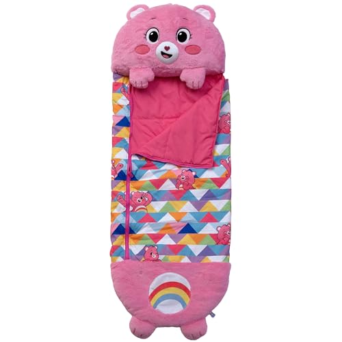 Happy Nappers: Care Bears Sleep Sack Large - Cheer Bear - 66 x 30, 2-in-1: Plush Character Opens Into Sleeping Bag, Soft Nap & Play Animal, Kids 7+