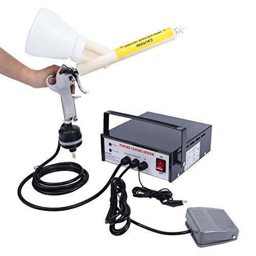 Paint Gun, TBVECHI Powder Coating System Machine Electrostatic Powder Coating Kits w/Foot Switch Aint Spray Gun PC03-5 CE 110V (Black)