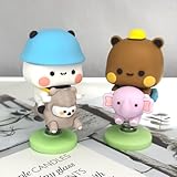 YOKUSHI 2 PCS Bubu and Dudu Bears Car Dashboard Decorations, Cute Cartoon Statue Bears Panda Figurine Office Desk Decor for Decor Accessories Tabletop Ornaments Gifts (C)