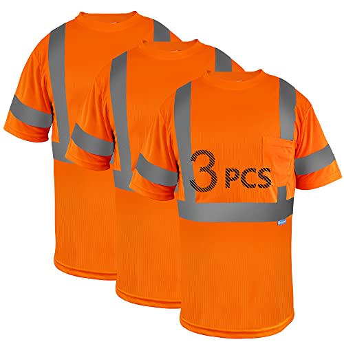 LX Reflective Safety Shirt Short Sleeve High Visibility Reflective Breathable T Shirt for Work Warehouse Construction Class 3