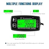 Runleader Digital Engine Temp Gauge Hour Meter Tachometer, Battery Replaceable for Lawn Mower Generator Motorcycle Pit Bike ATV Outboard Motor etc.