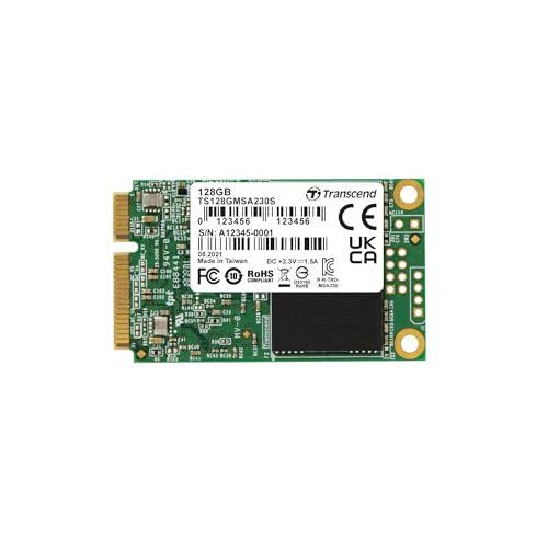 Transcend 128GB mSATA SSD with Dram Cache, Up to 550MB/s, Mini SATA III 6G/s Internal Solid State Drive for Ultrabook, Desktop, Tablet, PC, GPS, Server, 3D TLC NAND Flash, LDPC Error Correction, ECC