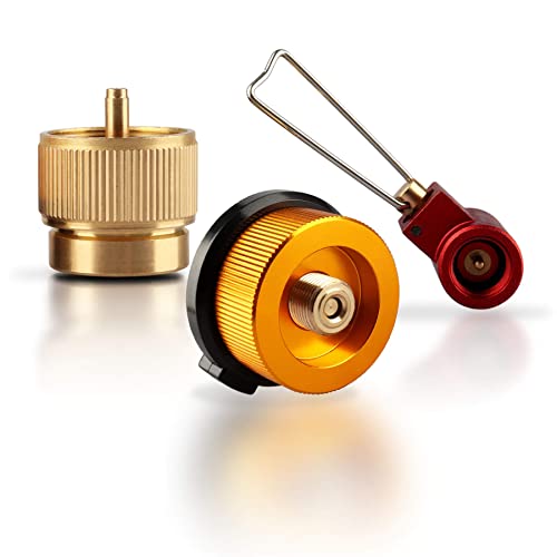 RIDEIWAKE Camping Stove Burners Gas Refill Adapters EN417 Lindal Valve Canister Shifter Backpacking Stove Refill Adapter Valve Kit for Propane/Isobutane/Butane Gas Tank 3 PCS
