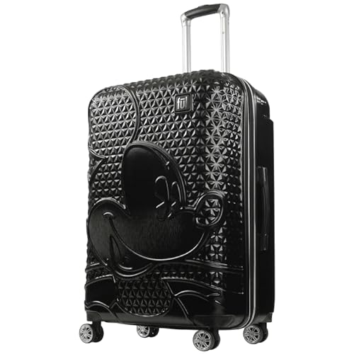 FUL Disney Mickey Mouse 29 Inch Rolling Luggage, Hardshell Suitcase with Spinner Wheels, Black