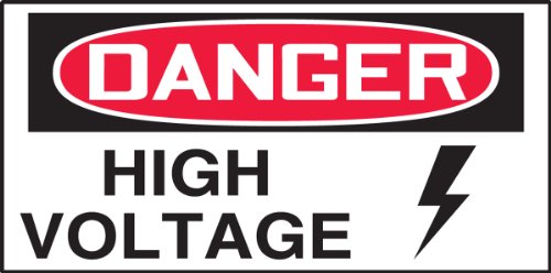 Accuform Signs LELC101VSP Safety Label, Legend "Danger HIGH Voltage" with Graphic, 1.5" Length x 3" Width x 0.004" Thickness, Adhesive Vinyl, Red/Black on White (Pack of 10)