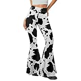 Flashideas Cow Pattern Flare Yoga Pantsfor Women High Waisted Bootcut Yoga Leggings Stretchy Casual Workout Pants Fashion Soft Suitable for Gym Exercise Travel Everyday