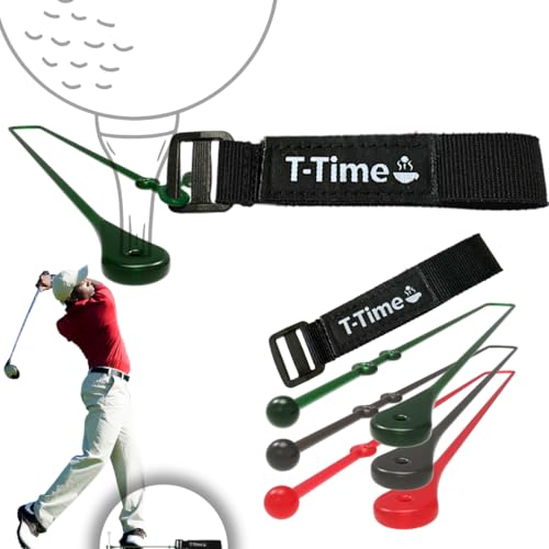 T-Time® Golf Tee Anchor Leash for Driving Range & Simulator Practice, New 2025 Improved Design, Indoor/Outdoor Use, Includes 1 Strap + 3 Silicone Strings (Pink, Green, Grey)