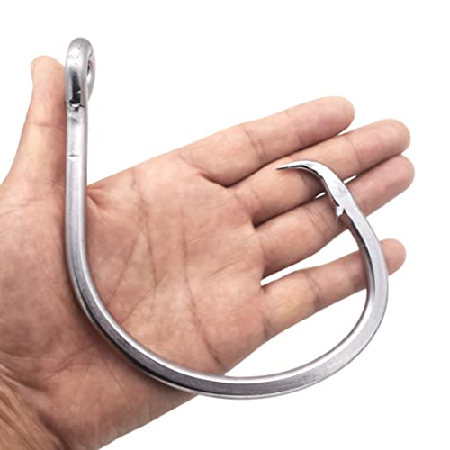 Super Giant Fishing Hook 24/0-28/0 Forged in-line Circle Hooks Shark & Swordfish &Tuna Hook Stainless Steel Big Game Hook Saltwater (Size 28/0-Pack of 2)