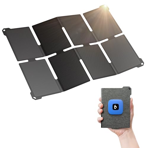 [Upgraded] BigBlue Ultra-Light Portable 25W Solar Panel Charger with USB-A and USB-C Ports, 0.84 lbs Pocket-Size IP68 Waterproof, Folded Solar Panel Compatible with Cellphone,Power Bank,Camping Light