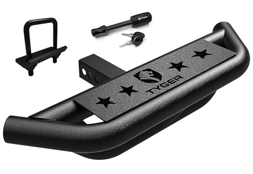 Tyger Auto TG-HS8U81238 Hitch Armor Compatible with Vehicles with 2" Hitch Receiver | Textured Black | Hitch Step | Rear Bumper Guard Protector | with Pin Lock and Stabilizer