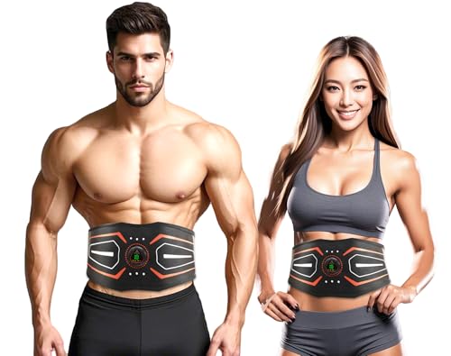 Fitness Belt,Model KLT-07,ABS Stimulator,Ab Machine,Abdominal Toning Belt,Fitness Training Ab Trainer Equipment for Home,Fitness Strength Training Workout Equipment for Men and Women Orange red