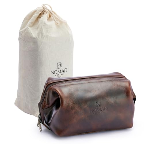 Premium Leather Travel Toiletry Bag for Men and Women, King-Size Dopp Kit with Waterproof Lining, Mens Toiletry Travel Bag, Mens Toiletry Bag, Mens Travel Bag Toiletry Kit, Leather Toiletry Bag Men