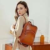 HESHE Leather Backpack Purses for Women Designer Backpack Handbag Anti Theft Rucksack Backpack Casual Daypack Satchel Bag (Sorrel)