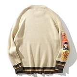 Aelfric Eden Oversized Sweater Graphic Van Gogh Printed Unisex 90s Vintage Women Knit Sweaters Men Casual 2024 Pullover Beige