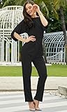 KOH KOH Plus Size Womens Short Sleeve Sexy Formal Cocktail Casual Cute Long Pants One Piece Fall Pockets Dressy Jumpsuit Romper Long Leg Pant Suit Suits Outfit Playsuit, Black XL 14-16