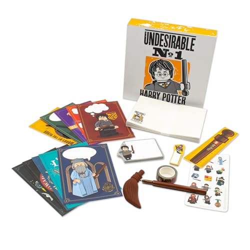 LEGO Harry Potter Box Set - Pen Pal, Includes Letterhead, Envelopes, Broomstick Gel Pen, Post Cards, Sticker Sheet, Roll Paper Tape, Sticky Note Pad, Bookmark, Sticky Page Marker Pad, ages 6+