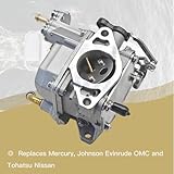 JLM MARINE 8M0109535 Boat Carburetor for Mercury Johnson Evinrude OMC and Tohatsu Nissan 4 Stroke 10 15 20 HP Outboard Models 853720T21 5040597 3BJ-03100-0